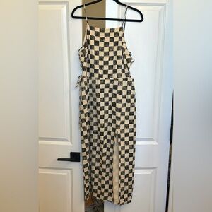 URBAN OUTFITTERS CHECKERED LACE UP SIDE MIDI DRESS